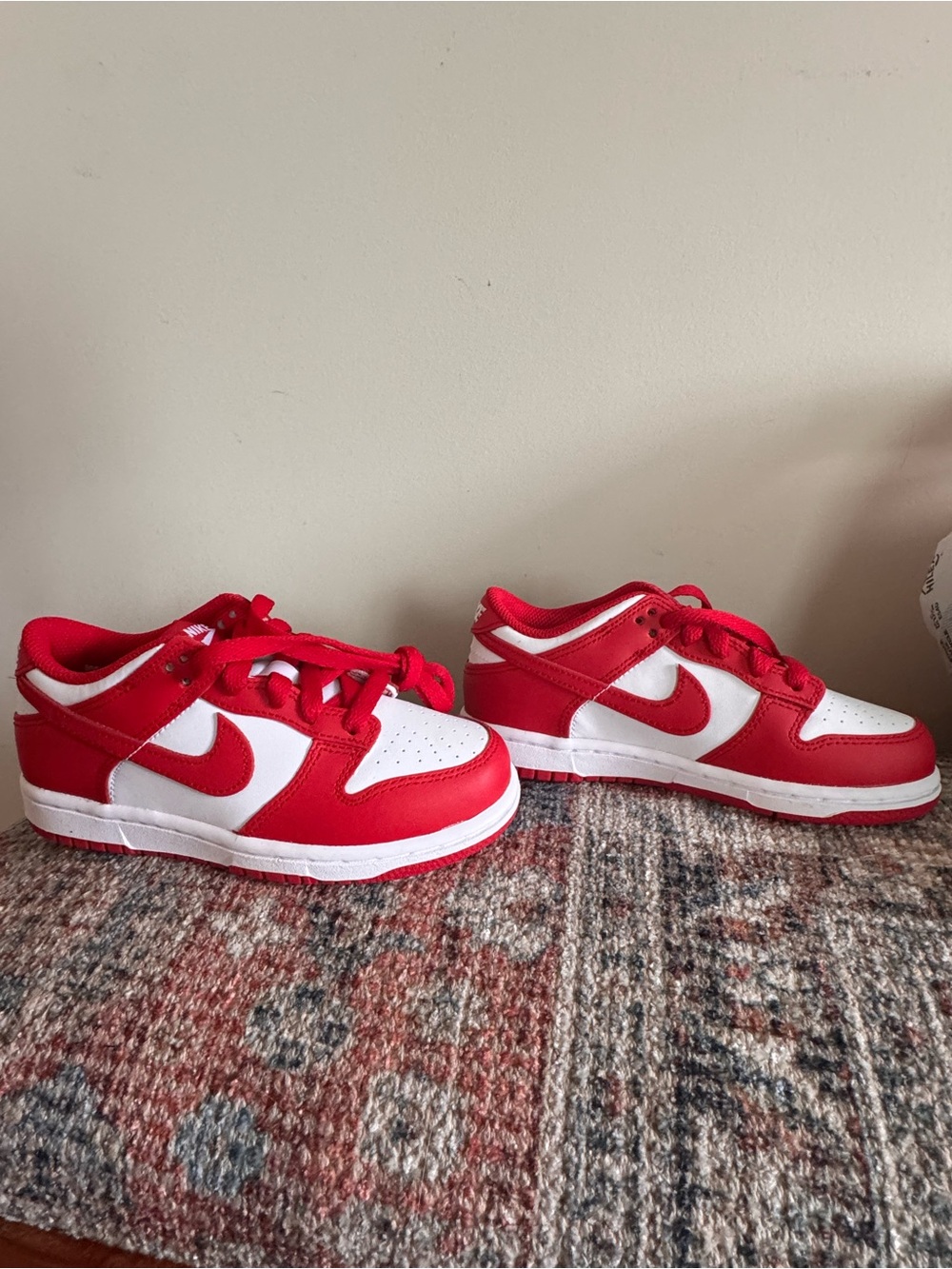 Nike Kids Red and White Low-Top Sneakers